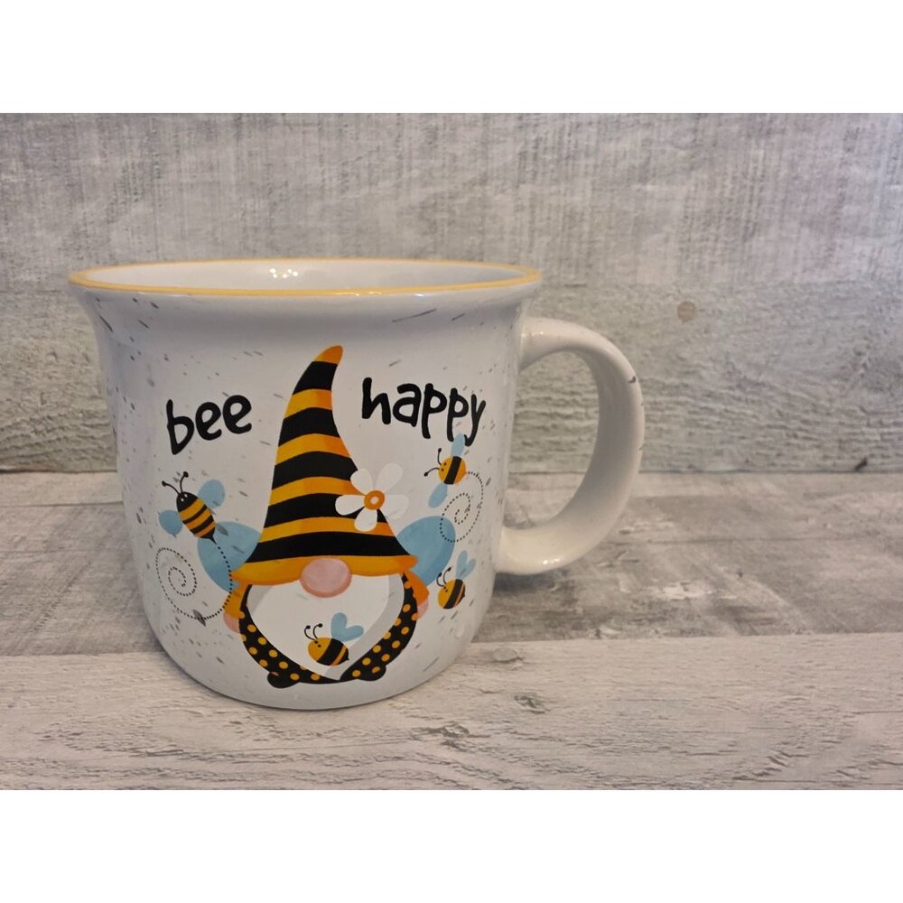 Bee Happy Gnome Mug By Spoontiques 16 Oz Ceramic Coffee Cup
